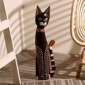 Фигурка «Кот хвост трубой в ошейнике», 60 см, дерево