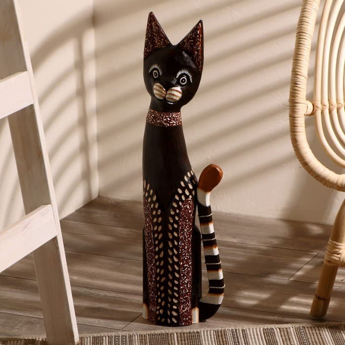 Фигурка «Кот хвост трубой в ошейнике», 60 см, дерево