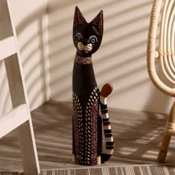 Фигурка «Кот хвост трубой в ошейнике», 60 см, дерево
