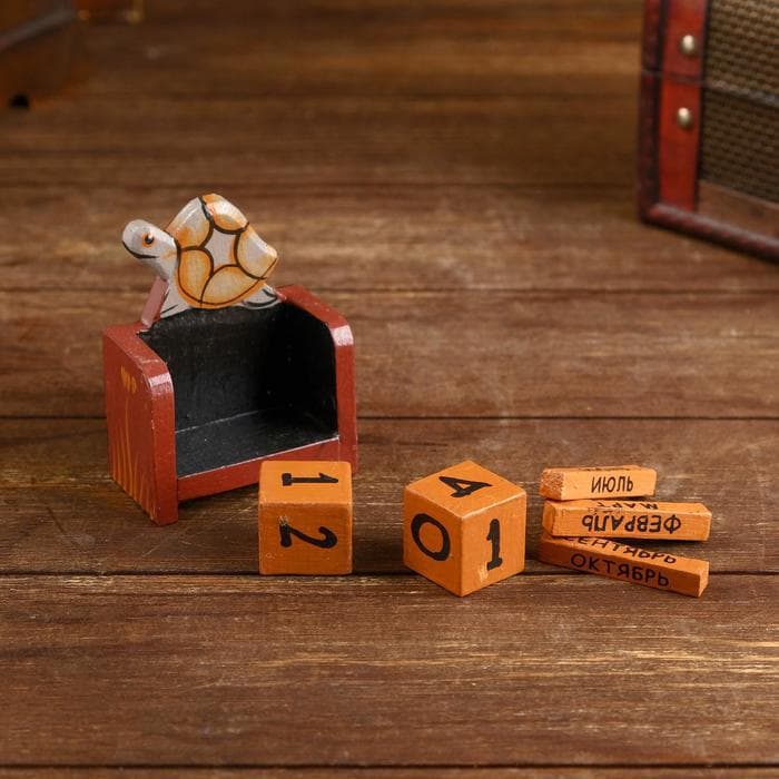 Вечный календарь настольный «Черепаха», 10×7 см, дерево