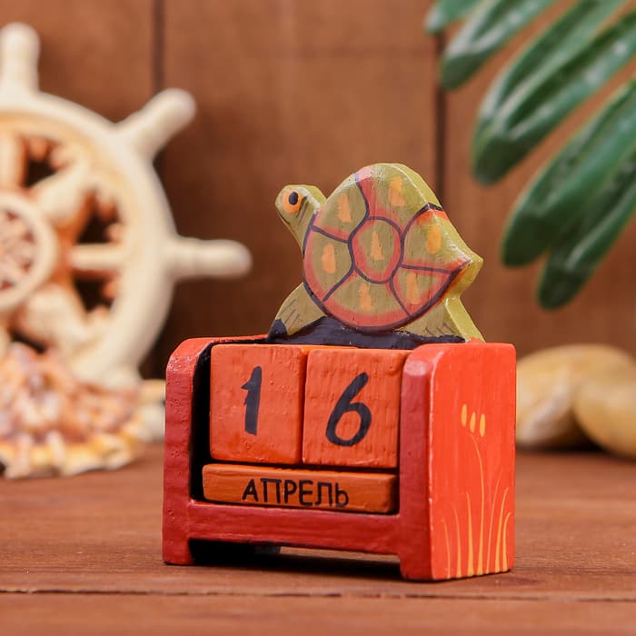 Вечный календарь настольный «Черепаха», 10×7 см, дерево
