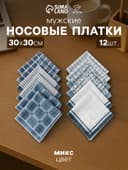 Платки носовые мужские «Этель. Серджио», 30×30 см, 12 шт., хлопок 100%, рисунок МИКС, серые