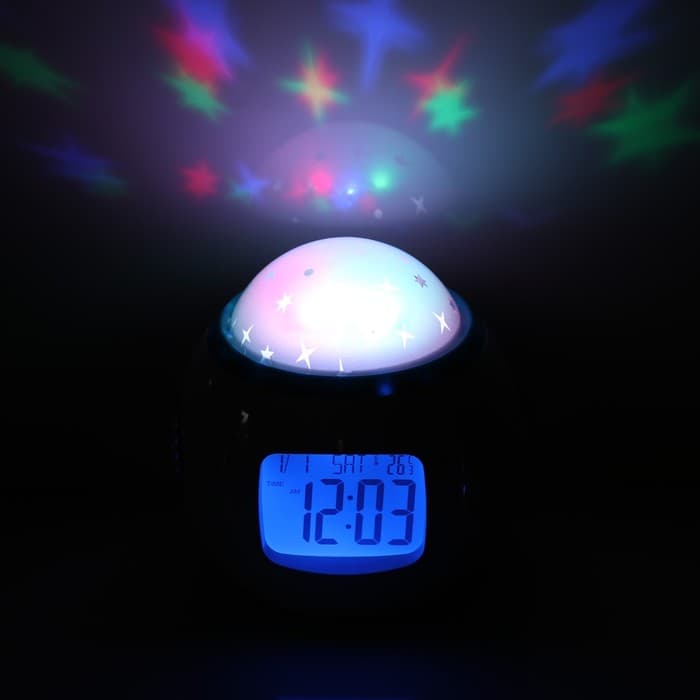 Часы - будильник Luazon LB-10 с проекцией «Звездное небо», термометр, 11 мелодий, белый