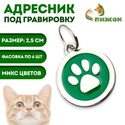 Адресник под гравировку «Лапа», 2.5 см, фасовка по 6 шт., металл, цвет МИКС