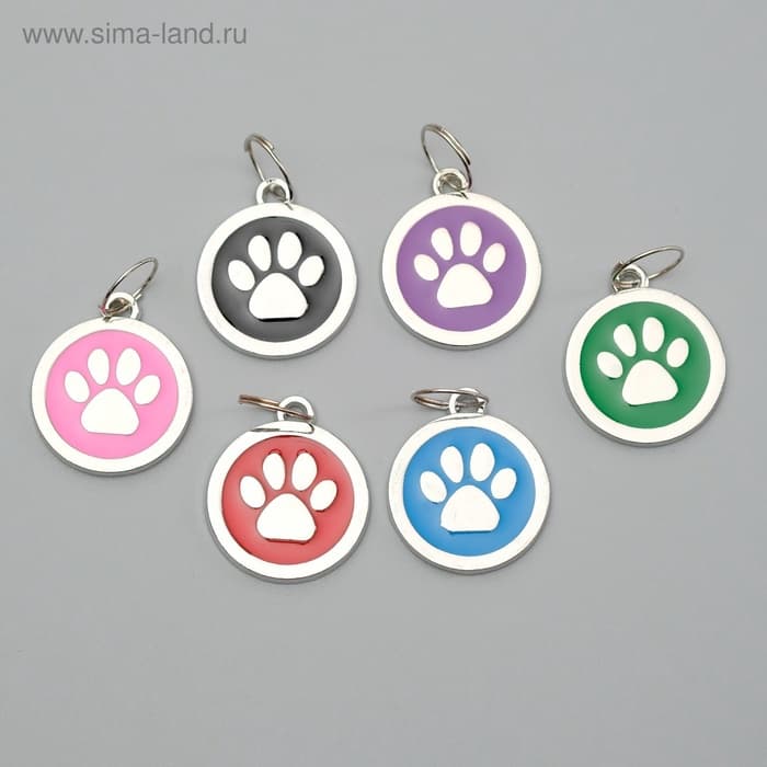 Адресник под гравировку «Лапа», 2.5 см, фасовка по 6 шт., металл, цвет МИКС
