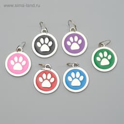 Адресник под гравировку «Лапа», 2.5 см, фасовка по 6 шт., металл, цвет МИКС