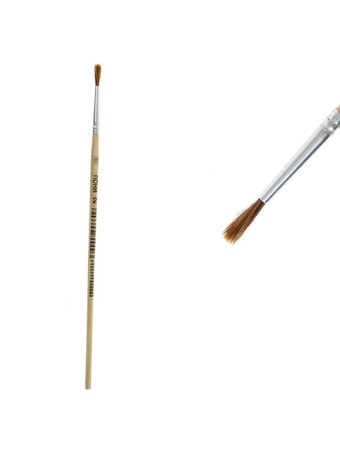 Кисть для рисования, пони, № 2, круглая, деревянная ручка, международный размер