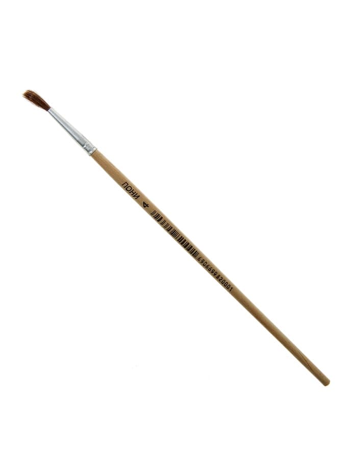 Кисть для рисования, пони, № 4, круглая, деревянная ручка, международный размер