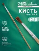 Кисть для рисования, пони, № 5, круглая, деревянная ручка, международный размер