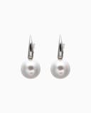 Серьги с жемчугом «Капля», полукруг, белые в серебре