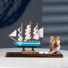 Карандашница дерево с моделью корабля «Время», 22×7×15 см