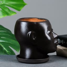 Декоративный горшок «Голова» коричневый, 1.3 л, 16×14×15 см