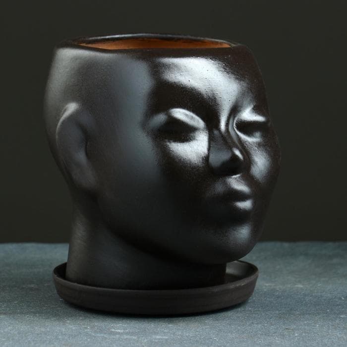 Декоративный горшок «Голова» коричневый, 1.3 л, 16×14×15 см