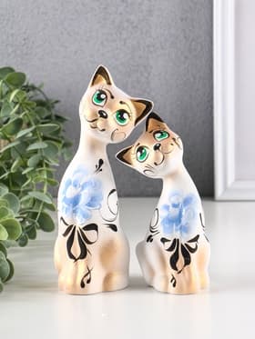 Набор фигурок керамика «Love Коты ушастые», 2 шт., в цветочек, 13×6×17 см