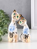Набор фигурок керамика «Love Коты ушастые», 2 шт., в цветочек, 13×6×17 см