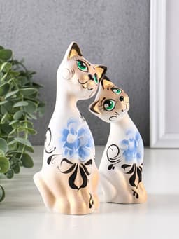 Набор фигурок керамика «Love Коты ушастые», 2 шт., в цветочек, 13×6×17 см