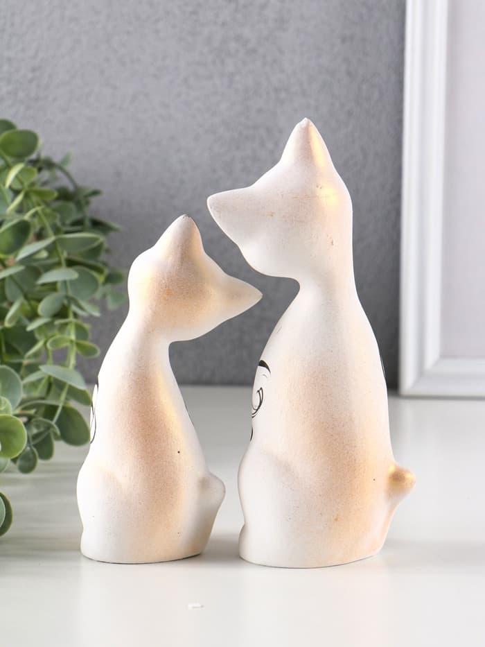 Набор фигурок керамика «Love Коты ушастые», 2 шт., в цветочек, 13×6×17 см
