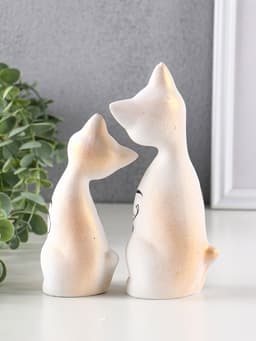 Набор фигурок керамика «Love Коты ушастые», 2 шт., в цветочек, 13×6×17 см
