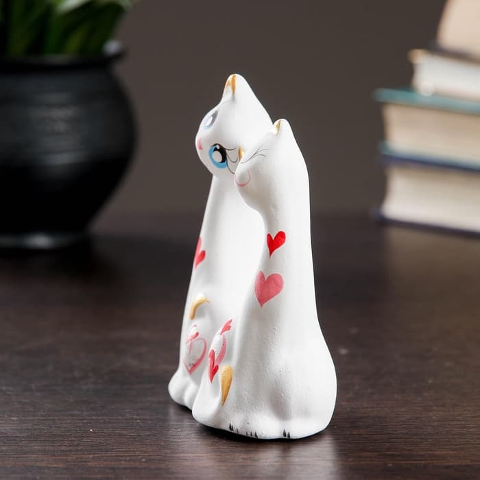 Фигурка керамика «Коты влюбленные», белые, 5×9×11 см