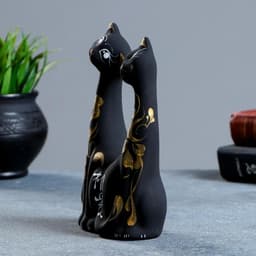 Фигурка керамика «Коты влюбленные», чёрные, 5×10×17 см