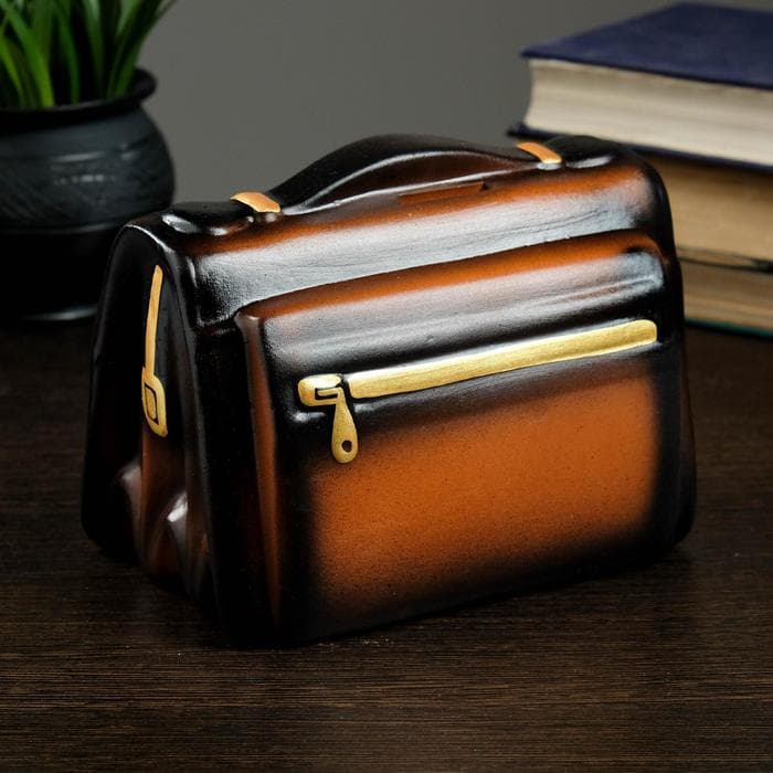 Копилка для денег «Барсетка», коричневый, керамика, 11×18×14 см