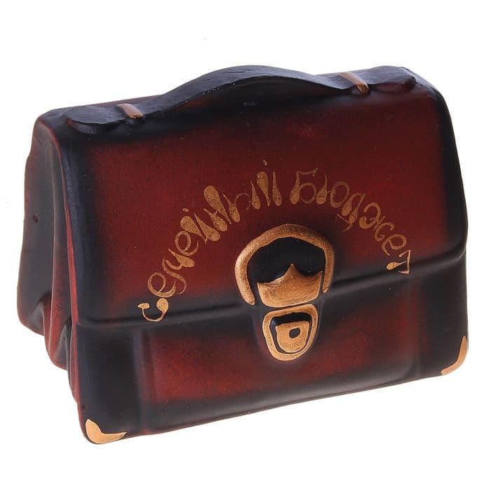 Копилка для денег «Барсетка», коричневый, керамика, 11×18×14 см