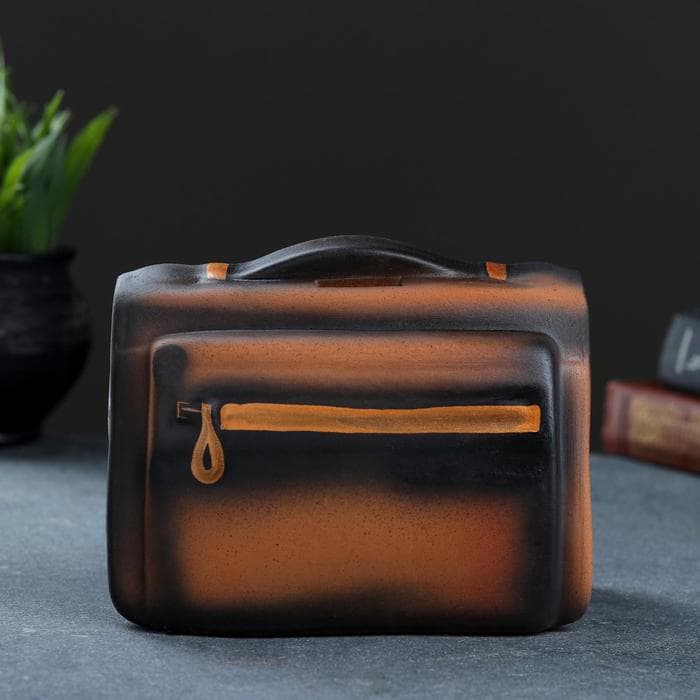 Копилка для денег «Барсетка», коричневый, керамика, 11×18×14 см