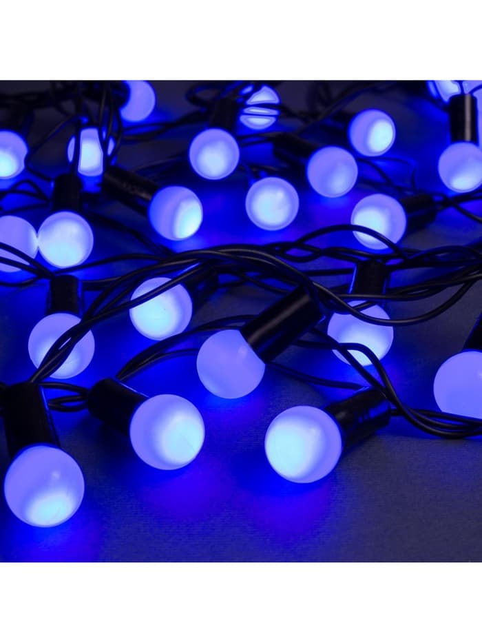 Гирлянда «Нить» 10 м с насадками «Шарики 1.5 см», IP44, тёмная нить, 100 LED, свечение синее, 8 режимов, 220 В