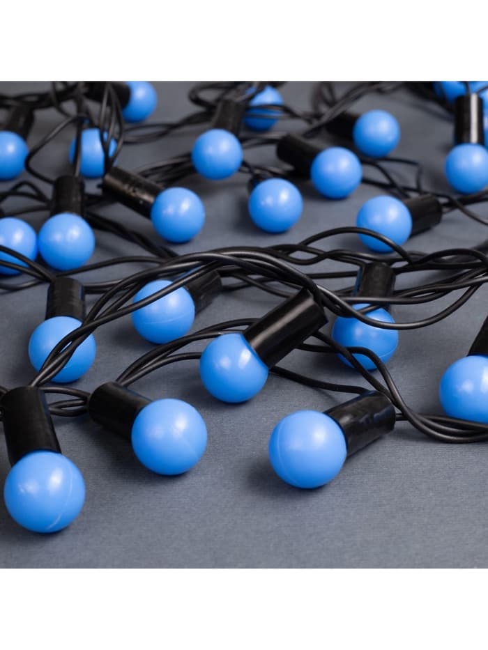Гирлянда «Нить» 10 м с насадками «Шарики 1.5 см», IP44, тёмная нить, 100 LED, свечение синее, 8 режимов, 220 В