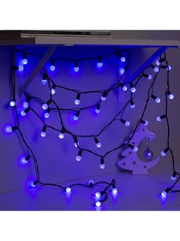 Гирлянда «Нить» 10 м с насадками «Шарики 1.5 см», IP44, тёмная нить, 100 LED, свечение синее, 8 режимов, 220 В