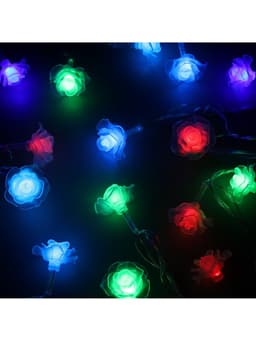 Гирлянда «Нить» 5 м с насадками «Розы большие», IP20, прозрачная нить, 20 LED, свечение мульти (RG/RB), мигание, 220 В