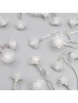 Гирлянда «Нить» 5 м с насадками «Розы большие», IP20, прозрачная нить, 20 LED, свечение мульти (RG/RB), мигание, 220 В