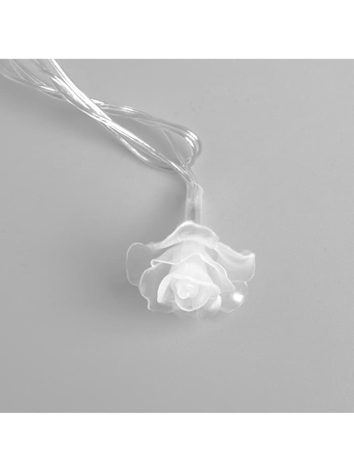 Гирлянда «Нить» 5 м с насадками «Розы большие», IP20, прозрачная нить, 20 LED, свечение мульти (RG/RB), мигание, 220 В