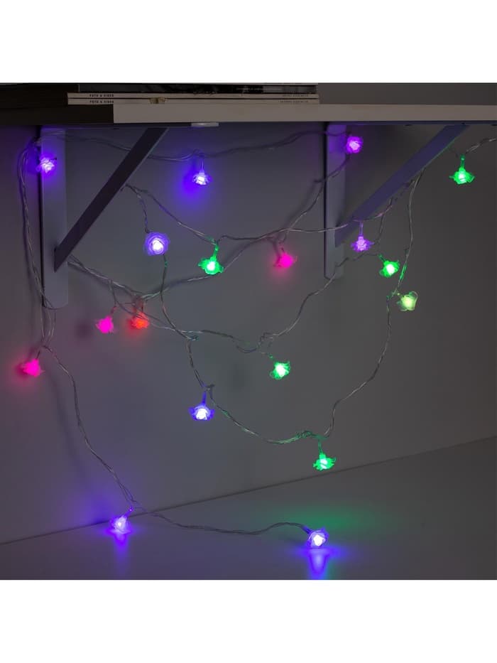 Гирлянда «Нить» 5 м с насадками «Розы большие», IP20, прозрачная нить, 20 LED, свечение мульти (RG/RB), мигание, 220 В