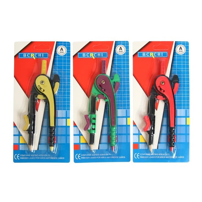 Циркуль пластиковый Calligrata, 145 мм, с карандашом, универсальный держатель «козья ножка», в блистере, МИКС