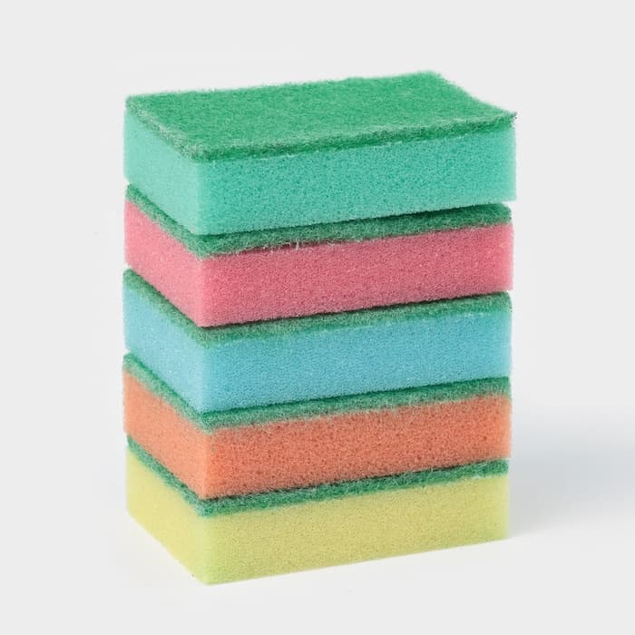 Набор губок для посуды с чистящим слоем Доляна «Стандарт», 9×6×2.5 см, 5 шт.