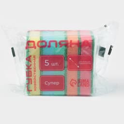 Набор губок для посуды с чистящим слоем Доляна «Стандарт», 9×6×2.5 см, 5 шт.