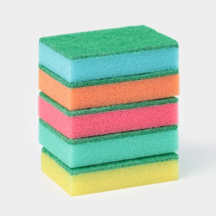 Набор губок для посуды с чистящим слоем Доляна «Супер», 10×7×2.5 см, 5 шт.