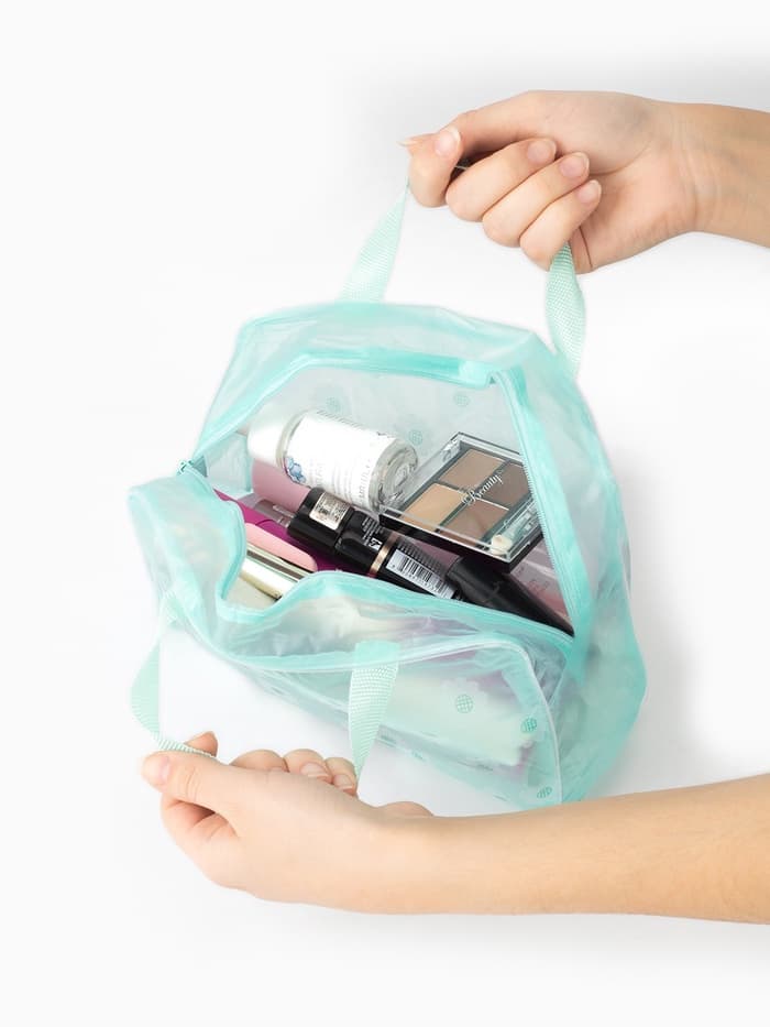 Косметичка- сумочка на молнии для бассейна, с ручками, с рисунком, мятно-зелёная