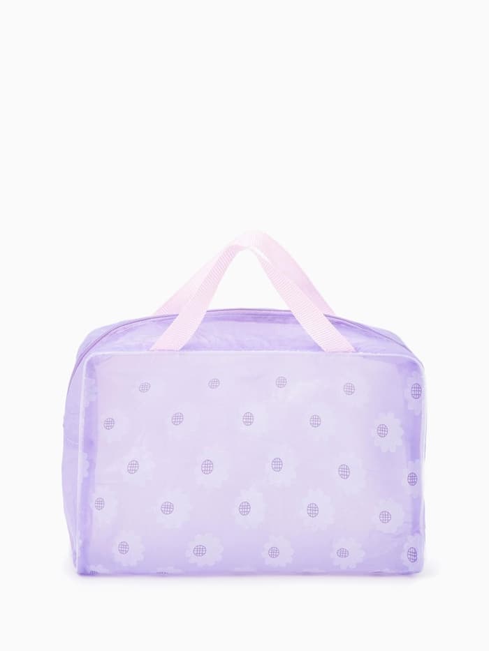 Косметичка - сумка на молнии для бассейна, с ручками, с принтом, сиреневая
