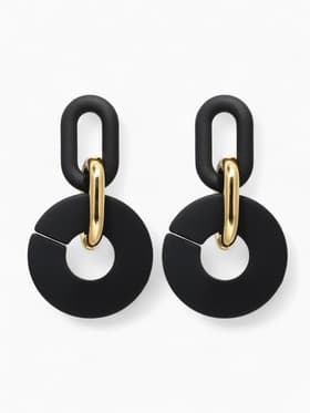 Серьги металл «Цепь» кольца, 3 звена, цвет золотисто-чёрный