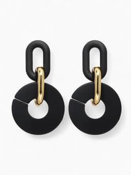 Серьги металл «Цепь» кольца, 3 звена, цвет золотисто-чёрный