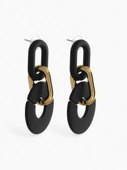 Серьги металл «Цепь» кольца, 3 звена, цвет золотисто-чёрный