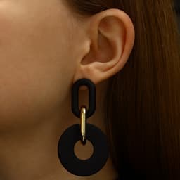 Серьги металл «Цепь» кольца, 3 звена, цвет золотисто-чёрный