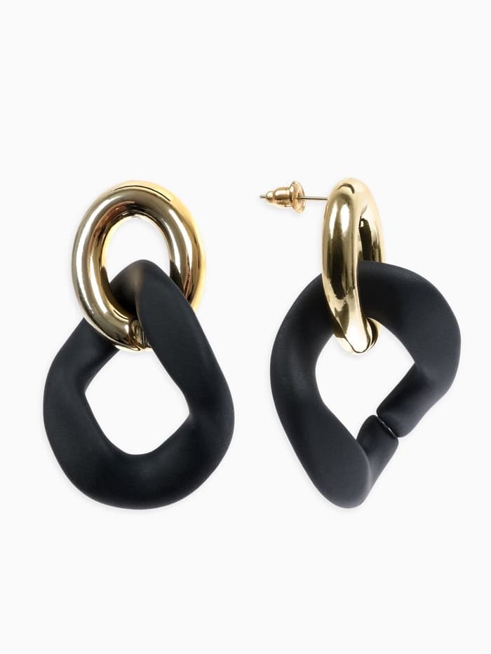 Серьги металл «Цепь» неровность, 2 звена, цвет золотисто-чёрный