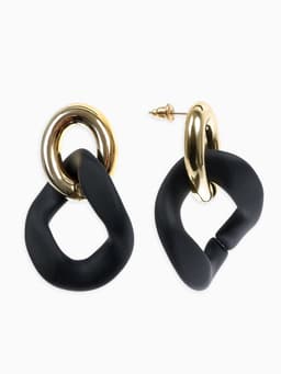 Серьги металл «Цепь» неровность, 2 звена, цвет золотисто-чёрный