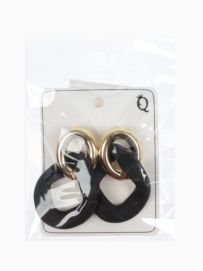 Серьги металл «Цепь» неровность, 2 звена, цвет золотисто-чёрный