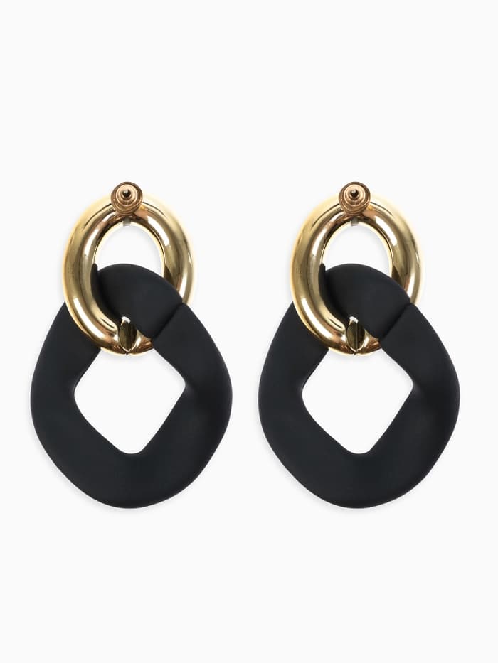 Серьги металл «Цепь» неровность, 2 звена, цвет золотисто-чёрный