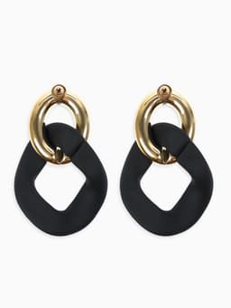 Серьги металл «Цепь» неровность, 2 звена, цвет золотисто-чёрный