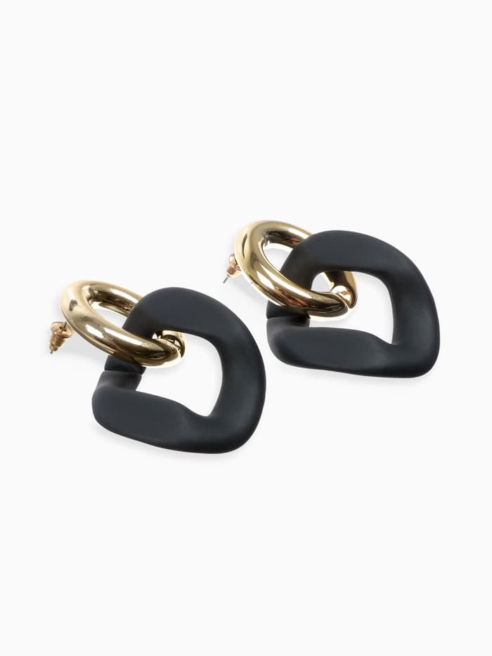 Серьги металл «Цепь» неровность, 2 звена, цвет золотисто-чёрный